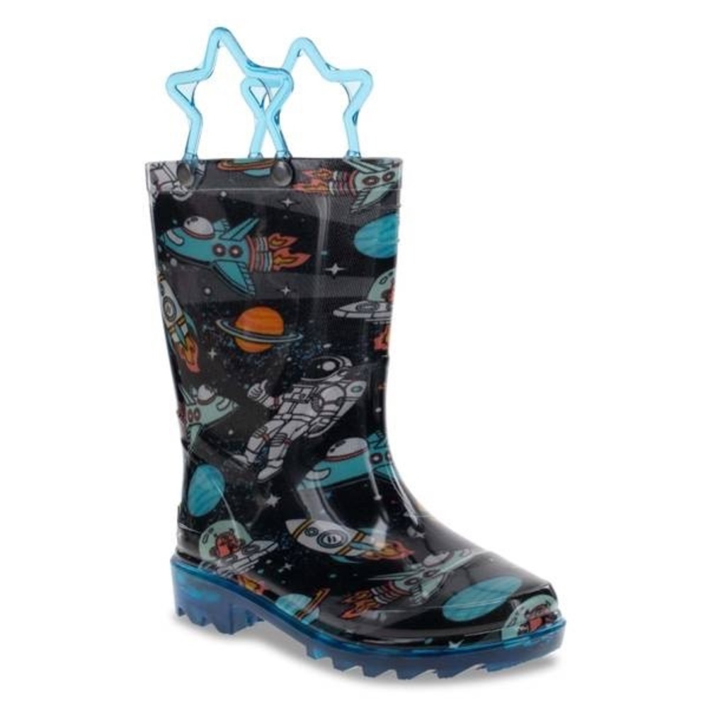New - Western Chief Kid's Silly Space Lighted Rain Boots
